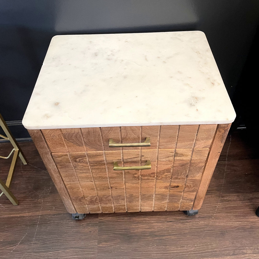 Marble Side Table With Rollers - Sample