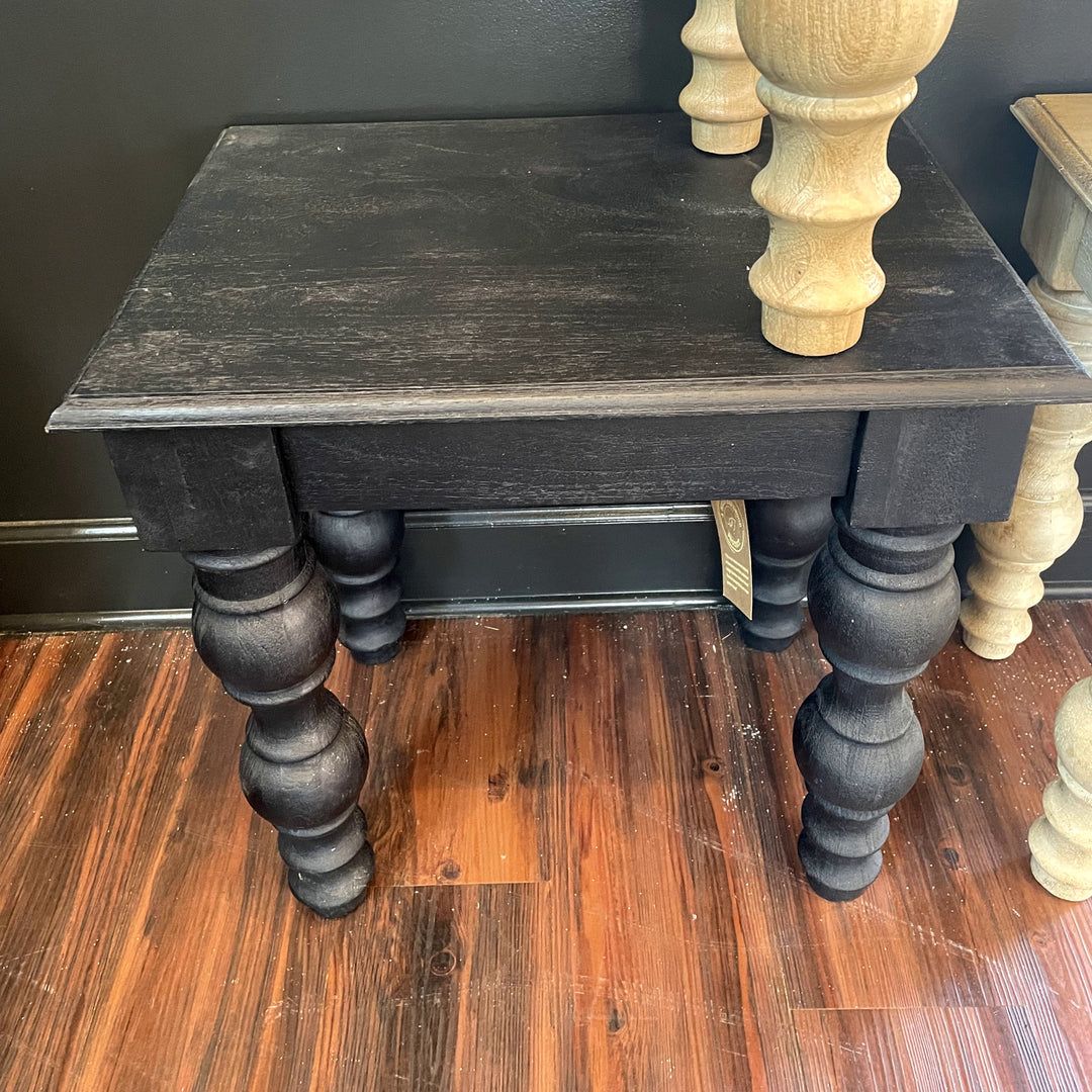 Black Beaded Leg End Table - Sample