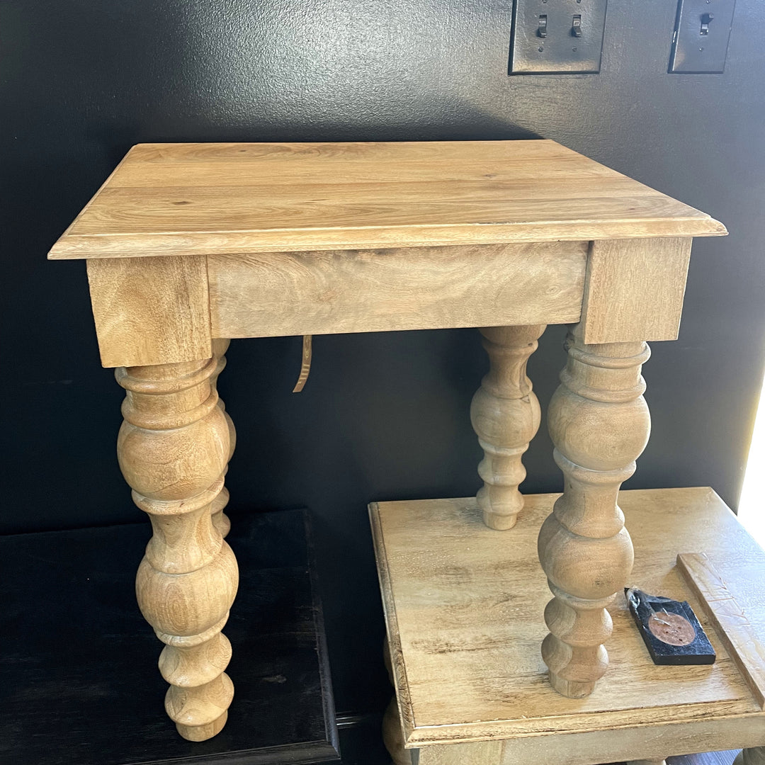 Natural Beaded Leg End Table - Sample
