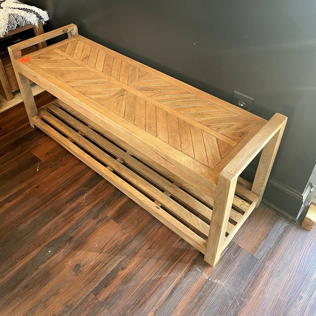 Natural Herringbone 2 Tier Bench - Sample