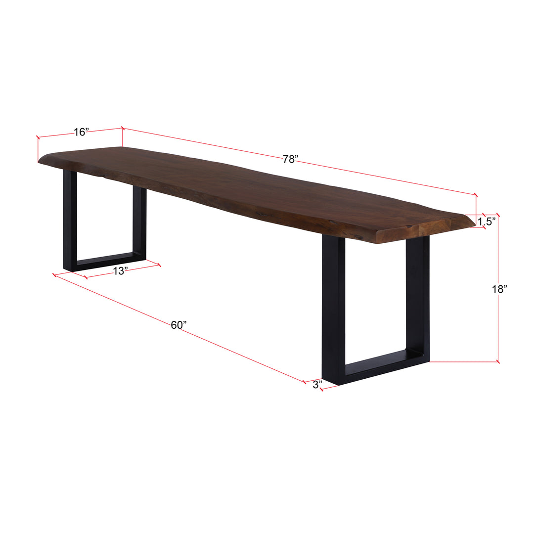Live Edge Acacia 78" Bench, Acacia Standard